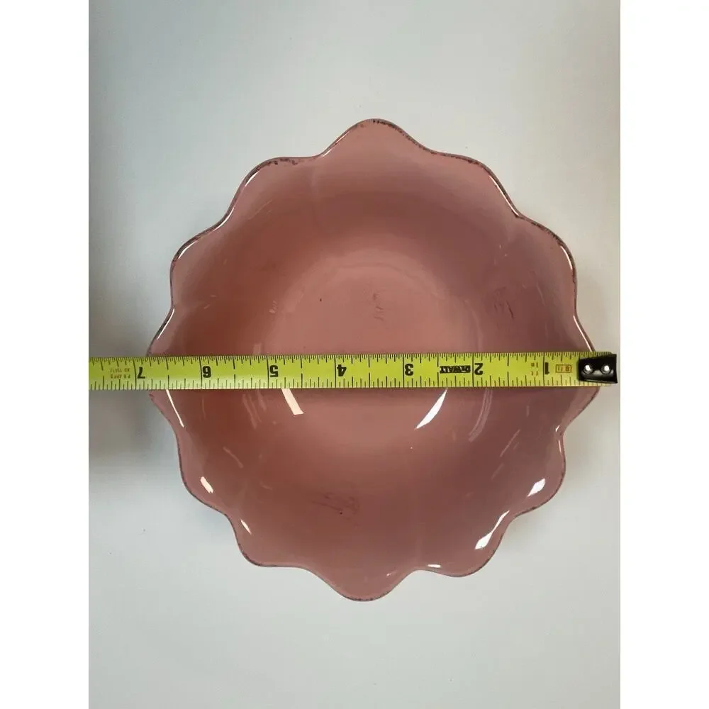 Set Of 2 Pink Vintage Victorian Rose Gibson Bowls With Ruffled Edge 7” Diameter